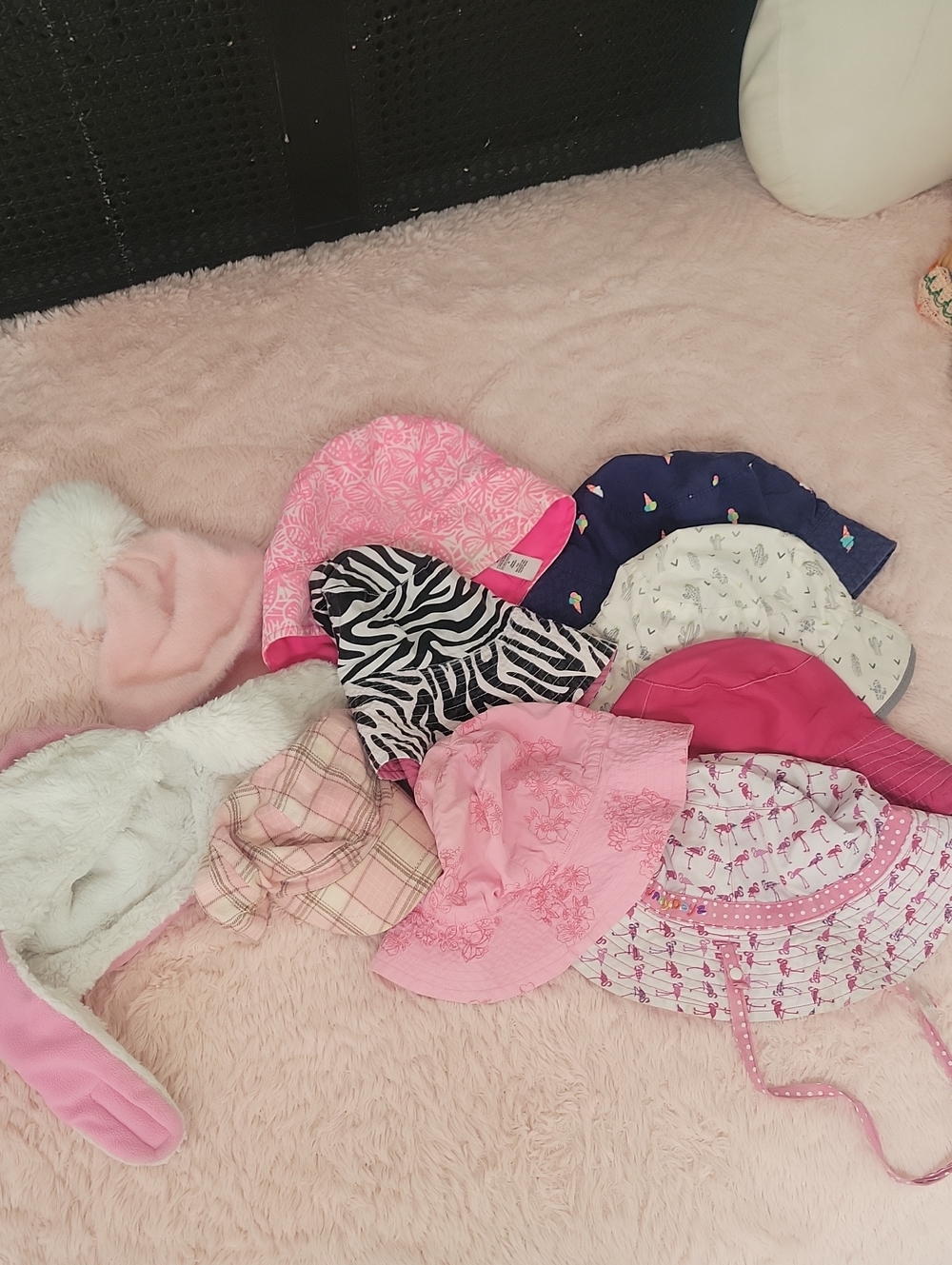 Assorted Pink Kids Hats Pack - Soft Pink & Patterned Styles